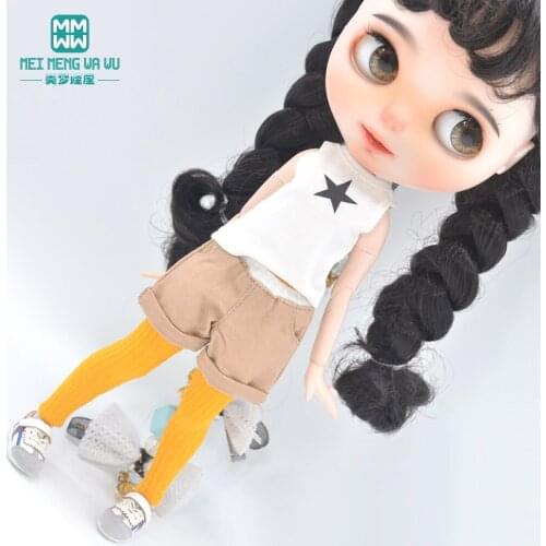 Fits Blyth clothes Azone OB23 OB24 Toys doll accessories Fashion five-star vest, khaki shorts sports shoes