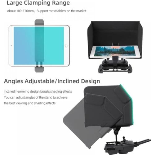 For DJI Mavic Air 2/2S/Mini/Mavic 2/Mavic Air/Mavic Pro/Spark Remote Control Tablet Stand with Hood Lanyard Angle Adjustable