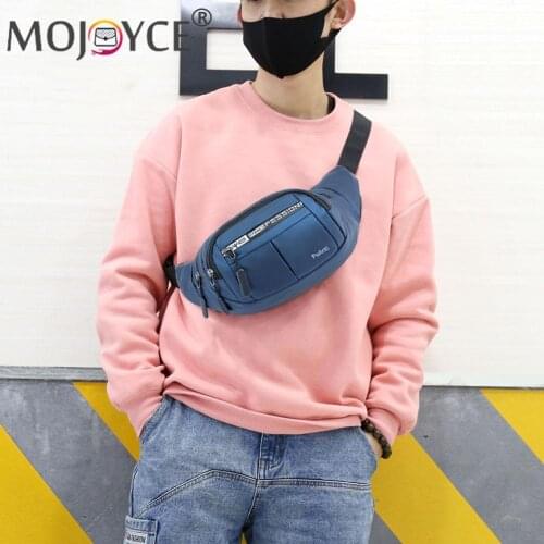 Casual Multilayer Large Capacity Waist Shoulder Bags Fashion Men Oxford Cloth Chest Bag Outdoor Sport Travel Zipper Waist Purse