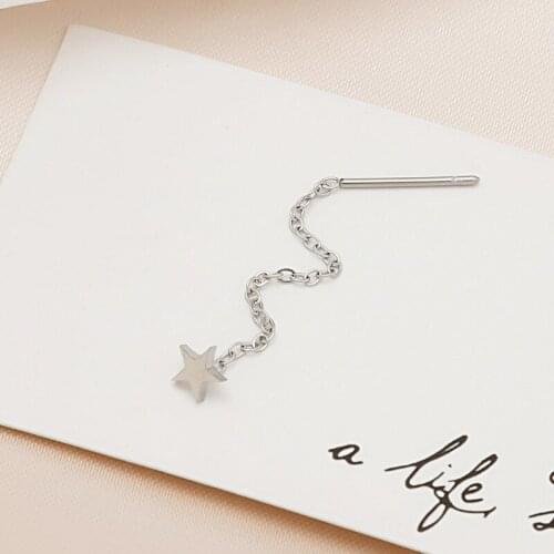 Origin Summer Minimalist Love Heart Round Bead Dangle Earring for Women Delicate Star Crown Long Tassel Chain Earring Jewelry