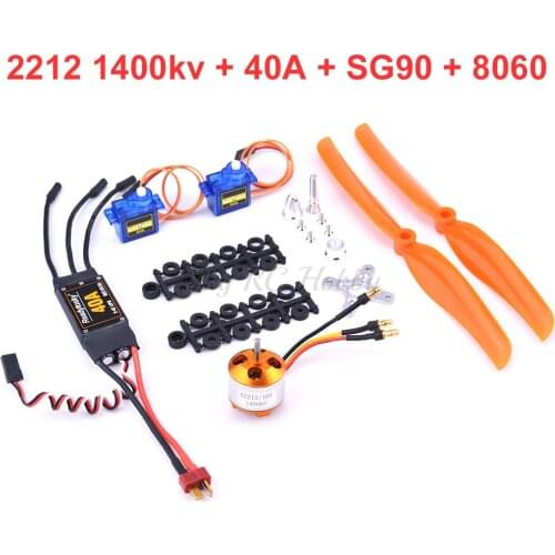 A2212 2212 1400kv 2200kv Brushless Motor 40A ESC SG90 9G Micro Servo 6035 / 8060 Propeller for RC Fixed Wing Plane Helicopter