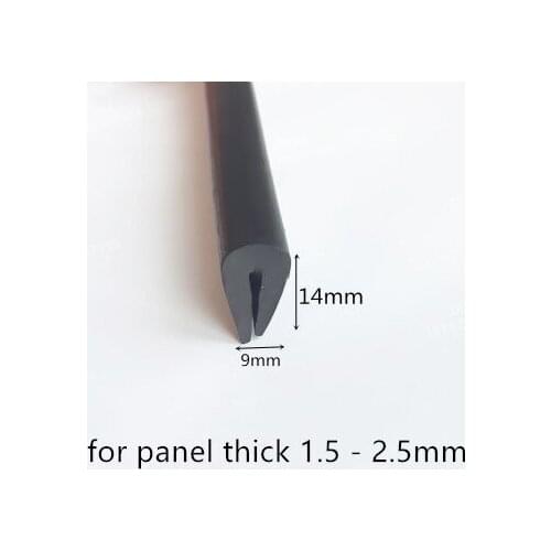 Rubber Sealing U Strip 14x9x14mm for 1.5 - 2.5mm thick Glass Metal Car Wood Panel Board Edge Encloser Shield Black