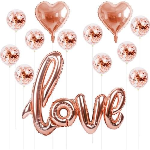 Rose Gold Foil Balloon Set Helium Confetti Birthday Wedding Party Love Decoration Baby Shower Bridal Party Decoration