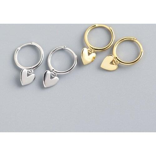 ALLNEWME Fairy Glossy Metal Small Love Heart Dangle Earrings for Women Ladies Gold Silver Colour Pendant Earrings Accessories