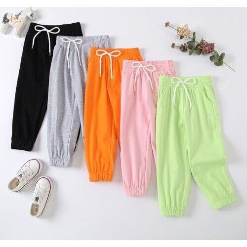 Lioraitiin 1-6Years Toddler Girls' Solid Color Casual Long Pant Elastic Yoga Pants with Waist Drawstring for Daily Exercise Wear