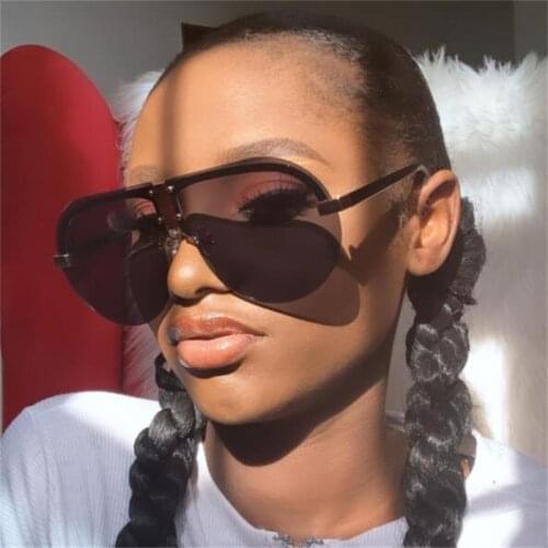 Luxury Elegant Brown Semi-Rimless Sunglasses Women Round Black Retro Oversized Sun Glasses Vintage Travel Driving Eyewear UV400