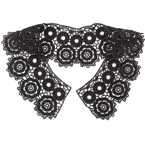 Modern gold cotton embroidery 3D flower lace collar Fabric Sewing Applique DIY bridal neckline ribbon trim Guipure wedding decor