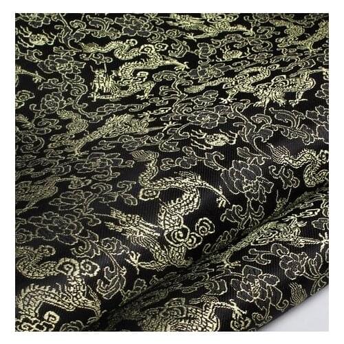 90cm*100cm Brocade cloth fabrics costume clothing cheongsam decorative edging fabric dress diy brocade black width gold dragon