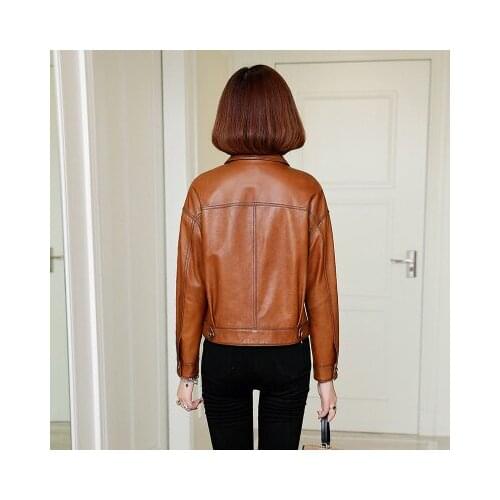 Spring Women Genuine Real Sheep Leather Jacket R266