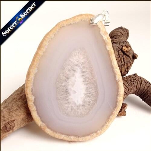 High Quality Natural Crystal Cluster Gem Stone Jewelry Polished Faceted Agates Slice Beads Pendant Necklace for Women AA273