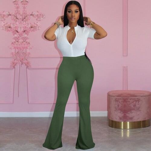 Women High Waist Candy Color Vintage Flare Pants Sexy Wrap Hip Casual Grunge Trousers 2021 Autumn Fashion Indie Ladies Clothes