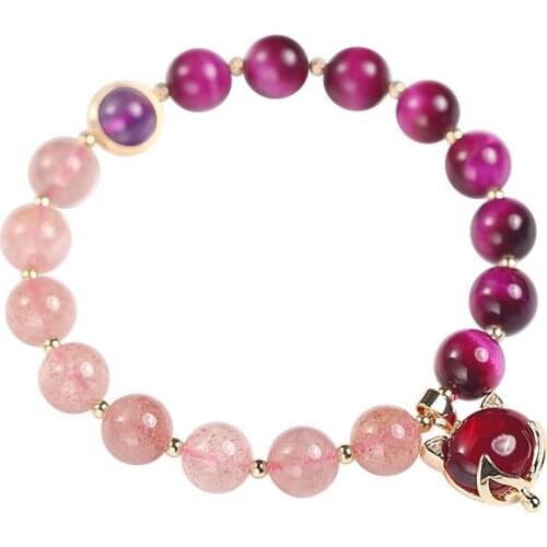 Womens Crystal Bracelet Lucky Stone Jewelry Amethyst Couple Transport Fortune Pendant Bracelet