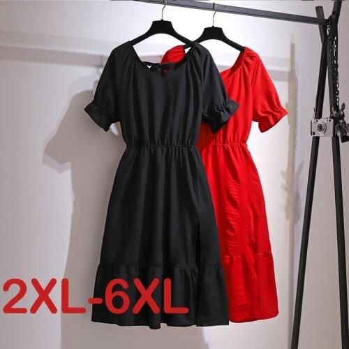 Plus Size Summer Pullover Dress Womens Casual Dresses Solid Oversized Dresses Short Sleeve Loose Square Collar Black Dress
