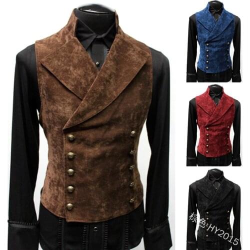 Medieval Vest Renaissance Victoria Edwardian Steampunk Vest Waistcoat Vintage Gothic Tailcoat Jacket Halloween Costume Men