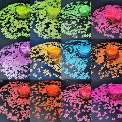 1box of 11colors ultra-thin fluorescent butterfly nail sequins fluorescent thin wide butterfly nail art decorative sequins nails