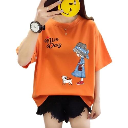 2020 Summer oversize t-shirt women print short sleeve tees tops Plus size M-4XL O-neck loose casual cotton t-shirt female G885