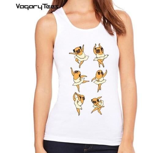 2021 Women Stylish Pugs ballet Print Tank Tops Fashion Sleeveless Tank Top for Women Ladies Summer Clothes