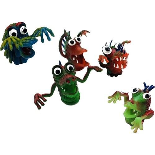 5pcs Rubber Animal Monster Finger Puppets Set Cute Little Monster Animal Toys for Kids Children Party Play