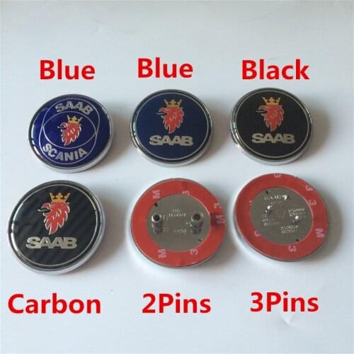 1pc 50mm 68mm car badges saab scania whee center caps For 93 9-3 900 9000 Front Grille Grill Bonnet Emblem blue black car