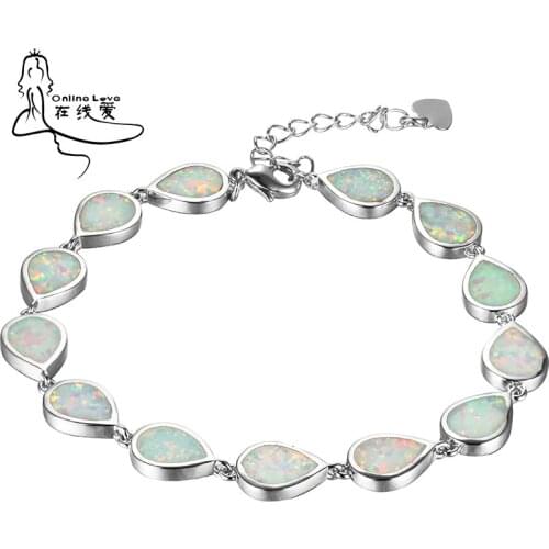 White Opal Charm Bracelets For Women Water Drop Friendship Bracelets for Women Bijoux Wedding Jewelry Fine Jewelry SL039 White