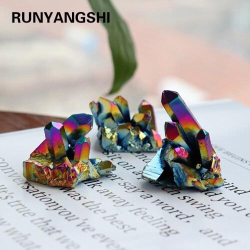 30-50g Natural Crystal Cluster Raw Quartz Electroplating rainbow Reiki Healing Stones Crystal Point Specimen Home Decoration