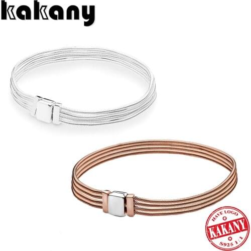 2020 S925 Sterling Silver Reflective Multi-snake Chain Bracelet, Suitable For European Original Clip Fashion Diy Jewelry