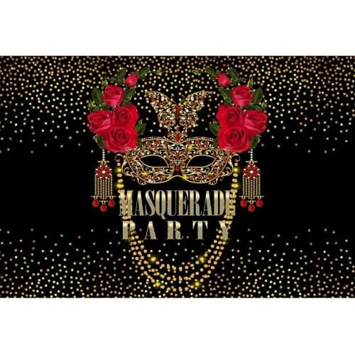 Black With Gloden Spots Photography Background Glod Mask With Red Diamonds And Flowers For Masquerade Party Photo Props