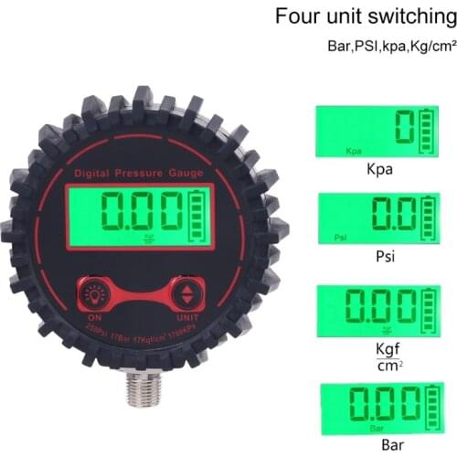 Car Truck 0-250 PSI Digital Tire Pressure Gauge 1/8"NPT with Flashlight Motorcycle Vehicle Bicycle Bike Tyre Inflator Gauge