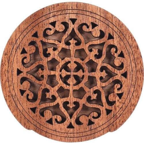Guitar Wooden Soundhole Sound Hole Cover Block Feedback Buffer Mahogany Wood for EQ Acoustic Folk Guitars,Style 2
