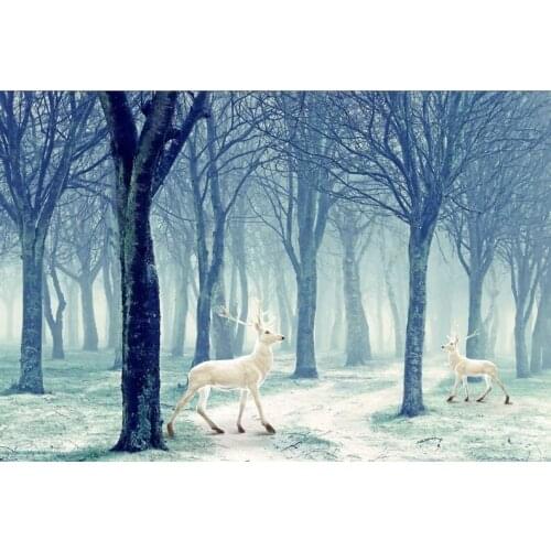 Elk in the fog The wooden puzzle 1000 pieces ersion jigsaw puzzle white card adult childrens educational toys