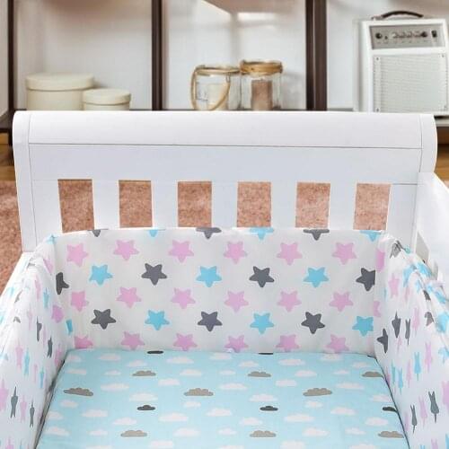 Nordic Stars Design Baby Bed Thicken Bumpers One-piece Crib Around Cushion Cot Protector Pillows Newborns Room Decor