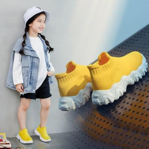 2021 Children Sock Shoes Breathable Flying Knitted Sock Shoes Kids Boys Girls Casual Shoes Sports Running Walking Sneakers Shoes