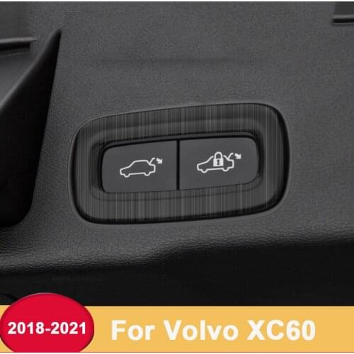 For Volvo XC60 2018 2019 2020 2021 Stainless Steel Car Styling Tail Electric Trunk Switch Buttons Frame Cover Trim Accessories