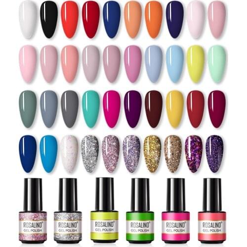 ROSALIND Gel Nail Polish Semi Permanent Gel Hybrid Varnishes Nail Art Need Cured UV Gel Soak Off 7ml Primer Polish For Manicure