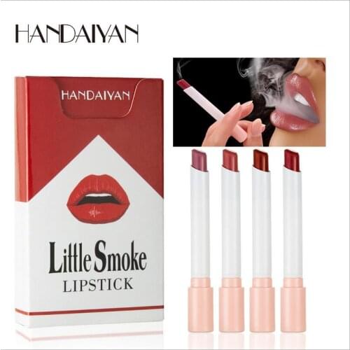 1Set Long Lasting No Fading Lipstick Matte Velvet Fog Surface Sexy Nude Lipstick 4 Colors HANDAIYAN new Lipstick rose red T0842