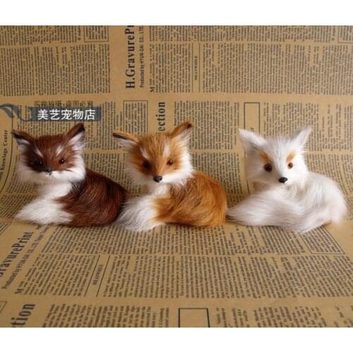 Simulation small fox 9x7x8cm toy model polyethylene&furs fox model decoration props ,model birthday gift d041