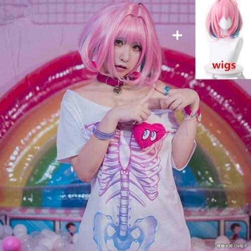 Anime CINDERELLA GIRLS Cosplay Yumemi Riamu Costume Girl T-shirt Accessorie+wig Full Set Halloween Carnival Costumes