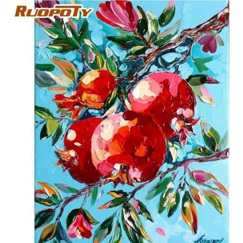 RUOPOTY Red Pomegranate Landscape Painting By Numbers For Adults Handmade 40x50cm Framed Paint Color On Canvas Home Decor