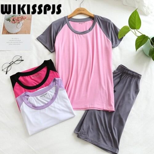 Summer Modal Pajamas Womens Housewear Shorts Womens Suit Casual Pajamas for Teen Girls Two Piece Set Summer Pjs Women