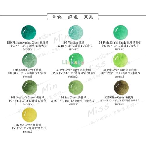 M.Graham Green Series Watercolor Pigment Self Selected Single Block 1ml 2ml,Artist Quality Watercolor Paint,Art Supplies