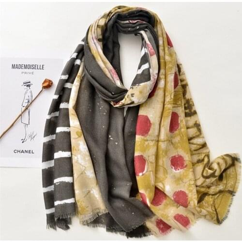 Fashion Van Gogh Geometric Painting Frange Viscose Shawl Lady Spring Autumn Print Warm Wrap Hijabs Lady Pashmina Foulard Bandana