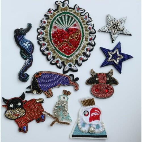 Fashion Bird beaded patches for clothing DIY rhinestone sequins Sew on patch embroidery animal appliques parche ropa