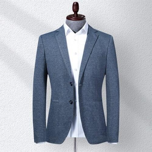 Fashionable Blazer Knitted Elastic Suit Formal Business Mens Jacket Long Sleeve Wedding Banquet Coat