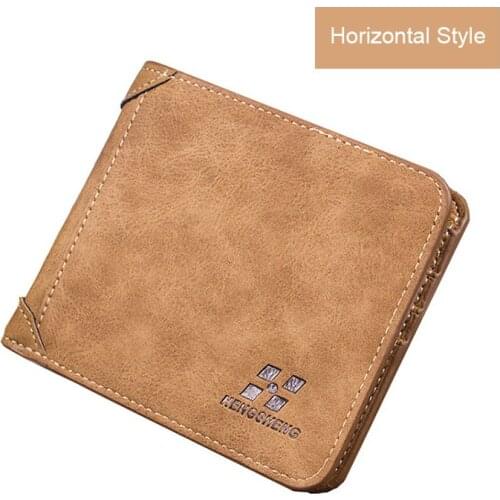 Men Frosted Billfold Horizontal Style Luxury Wallet Vintage Leather Slim Hipster Purses Money Clip Credit Card Holder Clutch Bag