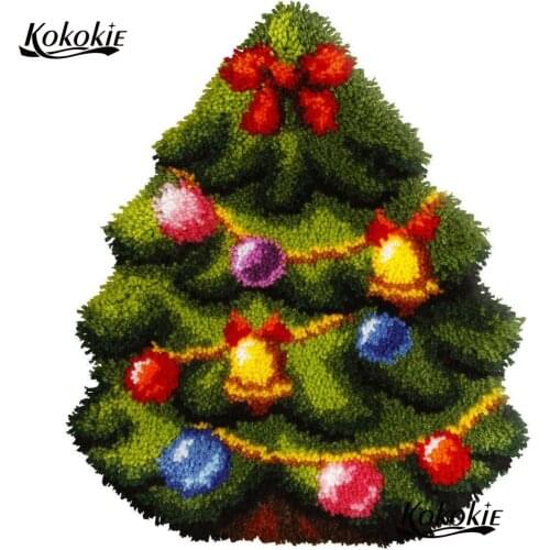 Diy latch hook kits rug tapestry kits 3d printed canvas Christmas tree decor crochet tapis needle for carpet Foamiran for crafts