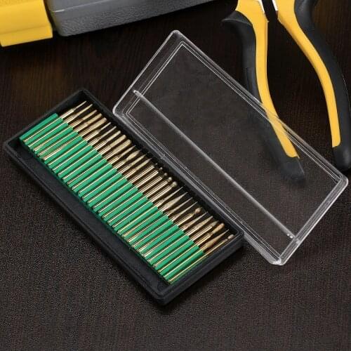 30Pcs 3mm Shank Titanium Coated Diamond Burrs Points Drill Set for Die Grinder Power Rotary Tool Jewelry Craft Modeling Grinding