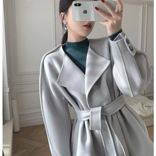 Original Womens Handmade Double Faced Wool Coat Womens Small Straight Tube Simple Casual Atmosphere Short Coat