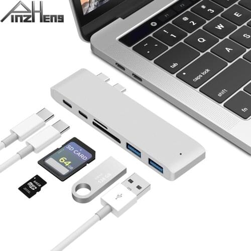 PINZHENG USB 3.1 Type-C Hub To HDMI Adapter 4K Thunderbolt 3 USB C Hub With TF SD Reader Slot PD For MacBook Pro/Air 2018/2019