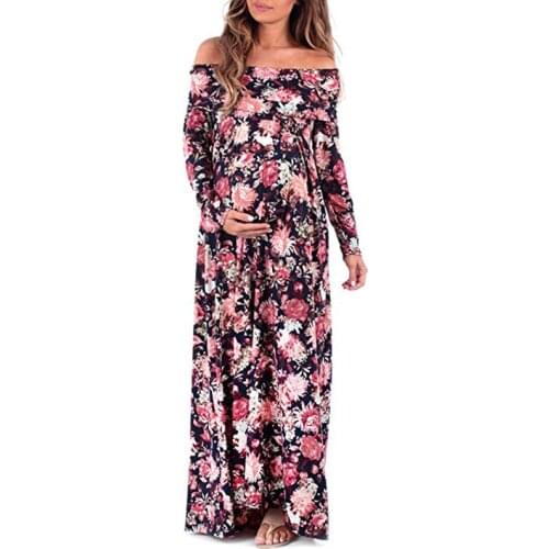 Long Sleeve Floral Maternity Dresses For Pregnant Women Clothes Straight Pregnancy Dresses Maternity Pregnant Gravidas Clothing