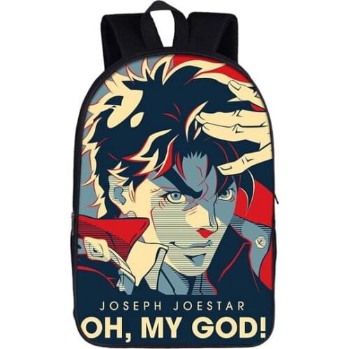 16inch JoJo No Kimyou Na Bouken Rucksack JoJos Bizarre Adventure Jotaro backpack Men Women Boys Girls Backpacks School Bags